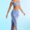 Jupe longue à taille mi-haute Siona ornée, couleur bleue
