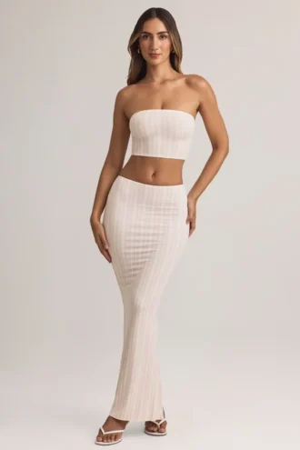 Jupe longue taille moyenne Blake en modal à imprimé rayé