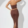 Jupe longue taille moyenne Fausta ornée, couleur espresso Jupe longue taille moyenne Fausta ornée, couleur espresso