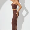 Jupe longue taille moyenne Fausta ornée, couleur espresso Jupe longue taille moyenne Fausta ornée, couleur espresso