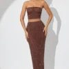 Jupe longue taille moyenne Fausta ornée, couleur espresso Jupe longue taille moyenne Fausta ornée, couleur espresso