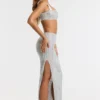 Jupe longue taille moyenne Siona ornée, couleur argent Jupe longue taille moyenne Siona ornée, couleur argent