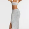 Jupe longue taille moyenne Siona ornée, couleur argent Jupe longue taille moyenne Siona ornée, couleur argent