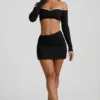 Jupe Mari Modal à taille asymétrique, couleur noire