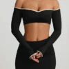 Jupe Mari Modal à taille asymétrique, couleur noire