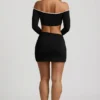 Jupe Mari Modal à taille asymétrique, couleur noire