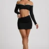 Jupe Mari Modal à taille asymétrique, couleur noire