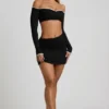 Jupe Mari Modal à taille asymétrique, couleur noire