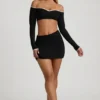 Jupe Mari Modal à taille asymétrique, couleur noire