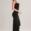 Jupe mi-longue asymétrique taille basse Niva en modal noir Jupe mi-longue asymétrique taille basse Niva en modal noir