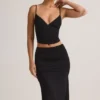 Jupe mi-longue froncée en modal Luella, couleur noir Jupe mi-longue froncée en modal Luella, couleur noir