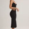 Jupe mi-longue froncée en modal Luella, couleur noir Jupe mi-longue froncée en modal Luella, couleur noir