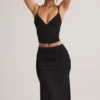Jupe mi-longue froncée en modal Luella, couleur noir Jupe mi-longue froncée en modal Luella, couleur noir