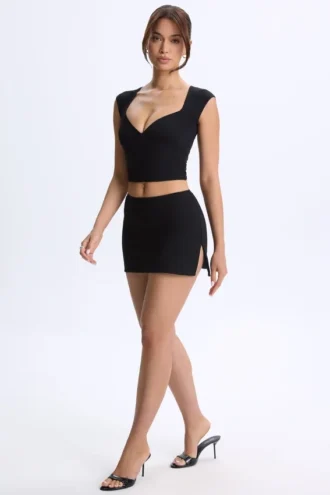 Jupe micro en modal Lyra à taille mi-haute, couleur noire