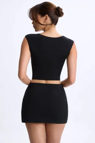 Jupe micro en modal Lyra à taille mi-haute, couleur noire