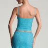 Jupe micro à taille mi-haute Inina ornée, bleu aqua