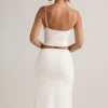 Jupe midi froncée en modal Luella, taille mi-haute, en blanc Jupe midi froncée en modal Luella, taille mi-haute, en blanc