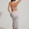 Jupe midi-longue Jordana à ourlet en pointe orné, couleur argent Jupe midi-longue Jordana à ourlet en pointe orné, couleur argent