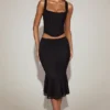 Jupe midi évasée en dentelle Fjolla, taille mi-haute, en noir Jupe midi évasée en dentelle Fjolla, taille mi-haute, en noir