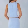 Jupe mini-haute en simili-suède Alvara, bleu clair