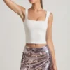 Jupe mini Lunara ornée de paillettes, couleur argent