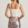 Jupe mini Lunara ornée de paillettes, couleur argent