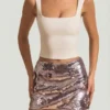 Jupe mini Lunara ornée de paillettes, couleur argent
