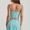 Jupe mini taille basse ornée Jianna, bleu aqua Jupe mini taille basse ornée Jianna, bleu aqua