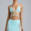 Jupe mini taille moyenne Joni ornée, bleu glacier Jupe mini taille moyenne Joni ornée, bleu glacier