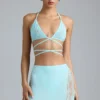 Jupe mini taille moyenne Joni ornée, bleu glacier Jupe mini taille moyenne Joni ornée, bleu glacier