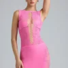 Jupe mini taille moyenne ornée Joni, rose bubblegum