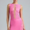 Jupe mini taille moyenne ornée Joni, rose bubblegum