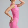 Jupe mini taille moyenne ornée Joni, rose bubblegum