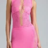 Jupe mini taille moyenne ornée Joni, rose bubblegum