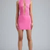 Jupe mini taille moyenne ornée Joni, rose bubblegum