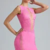 Jupe mini taille moyenne ornée Joni, rose bubblegum