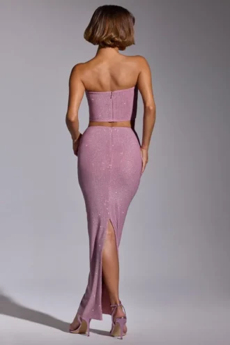 Jupe-robe mi-haute ornée Melisande en rose pâle