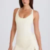 Jupe-short croisée en maille côtelée, couleur crème