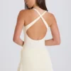 Jupe-short croisée en maille côtelée, couleur crème
