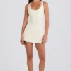 Jupe-short croisée en maille côtelée, couleur crème