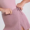 Jupe-short croisée en maille côtelée, couleur mauve Jupe-short croisée en maille côtelée, couleur mauve
