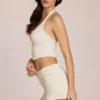 Jupe-short en denim taille basse Virella, couleur ivoire