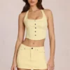 Jupe-short en denim taille basse Virella, couleur jaune citron Jupe-short en denim taille basse Virella, couleur jaune citron