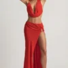 Jupe-short à fente taille moyenne Keona en rouge piment Jupe-short à fente taille moyenne Keona en rouge piment
