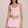Jupe-short taille basse en denim Virella, rose pâle Jupe-short taille basse en denim Virella, rose pâle