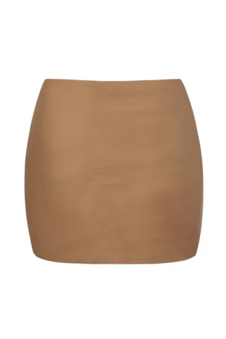 Jupe-slip micro-mini taille basse en maille douce Intimates, couleur Amande