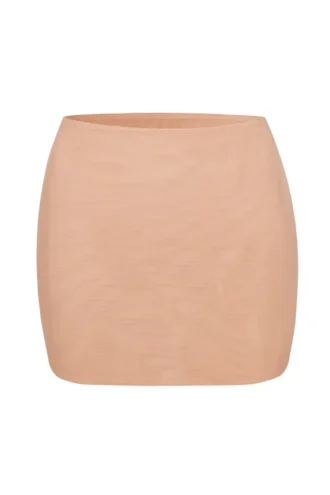Jupe-slip micro-mini taille basse en maille douce Intimates, couleur pêche chaud