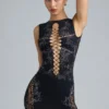 Jupe à taille mi-haute Joni ornée, en noir