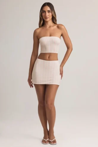 Jupe Zuri en modal, taille mi-haute et coupe trapèze, imprimé rayé