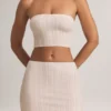 Jupe Zuri en modal, taille mi-haute et coupe trapèze, imprimé rayé